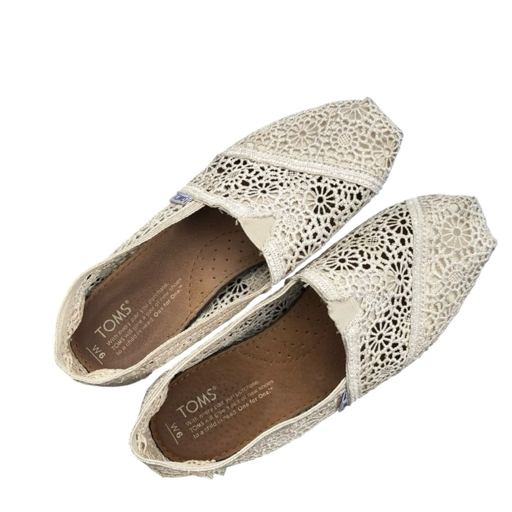 Toms Cream Perforated Flats for Elegant Comfort - Picture 2 of 6